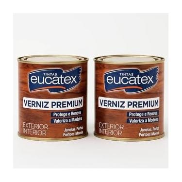 Imagem de Verniz Madeira Marítimo Brilhante Eucatex 225ml Incolor Kit 2 Unidades