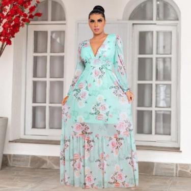 Imagem de Vestido Manga Longo Moda Feminino Evangélico Evangélica Luxo Princesa 