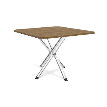 Imagem de Mesa p/ Cozinha Volga c/ Tampo 90cm Cromada/Nogueira - Kappesberg
