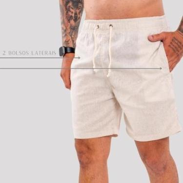 Imagem de Short Masculino Casual Mauricinho Linho Premium Leve Slim-Masculino