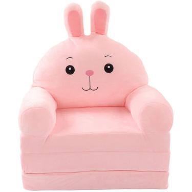 Imagem de Sofá-cama Infantil Dobrável 2 Em 1 Sofá-cama Fofo Dos Desenhos Animados Encosto De Encosto Poltrona Cama De Pelúcia Cadeira Dobrável Para Sala De Estar Quarto, Pink