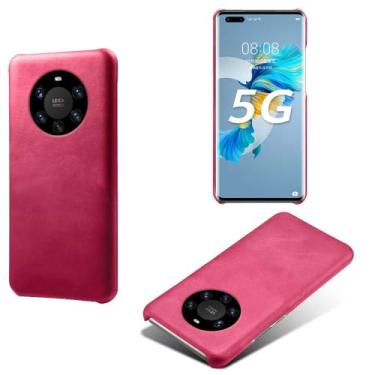 Imagem de Capa para Huawei Mate 40 PRO PLUS,Proteção contra quedas,Casca de volta de cor sólida simples,Design de couro de imitação de plástico-Rose