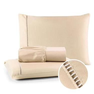Imagem de Conjunto de Cama Queen 400 Fios 3 Peças Ponto Palito - Charme do Lar, 