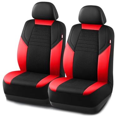 Imagem de Rubbermaid Capa de assento de carro, capa de assento frontal de couro e malha resfriada a ar, compatível com airbag, instalação deslizante, capa de assento automotivo ajuste universal para a maioria