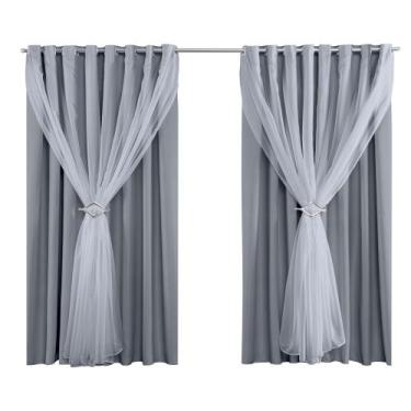 Imagem de Cortina blackout em tecido com voal liso e fivelas 6m largura x altura