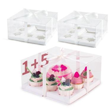 Imagem de Caixa para bolos e cupcakes Bento JCD, 5 unidades, combinação de 1+5 c