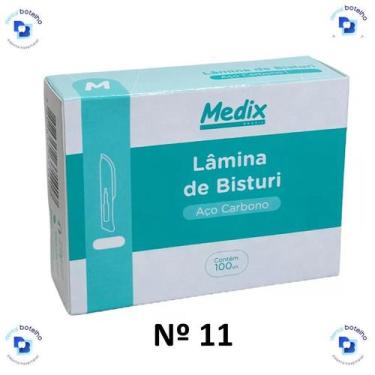 Imagem de Lâmina de Bisturi de Aço Carbono Estéril Nº 11 C/100 Unds - Medix