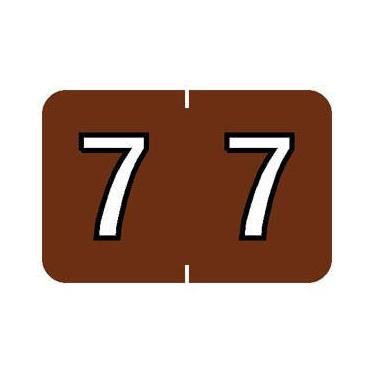 Imagem de Tabbies Etiquetas numéricas compatíveis com Barkley NBKM 71600, marrom "#7", 2,5 cm A x 3,8 cm L, design envolvente, sistema de código de cor de arquivo, 252 etiquetas por pacote (71601)