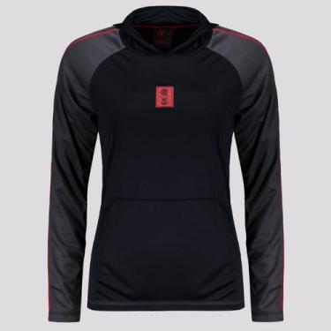 Imagem de Blusa Flamengo Laçado Manga Longa Feminina Preta - Braziline, GG
