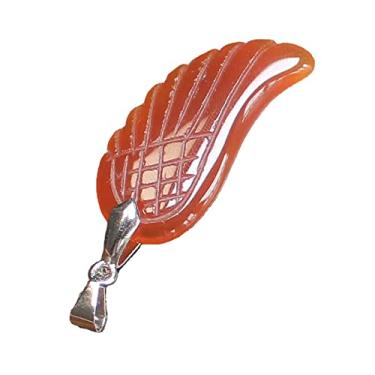 Imagem de 35 mm esculpida à mão com pedra preciosa mista asa de anjo para colar pingente de contas (ágata vermelha)