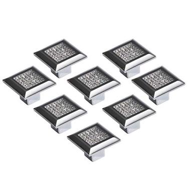 Imagem de TNOMS Puxadores e puxadores quadrados de armário com cristal todo em metal gaveta/puxadores de móveis com parafusos estilo europeu contemporâneo pacote com 8, FTP2001CH-P8