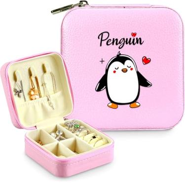 Imagem de BJDAMAI Caixa de joias, presentes de pinguim para adolescentes, adolescentes, crianças, 6, 7, 8, 9, 10, 11, 12, 12, para amantes de pinguins, acessórios, decoração de coisas, anel de viagem, brincos