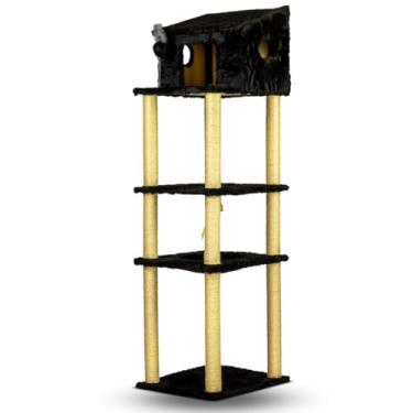 Imagem de Arranhador para Gatos Torre Gigante Com Casa e Cama Confortável Brinquedos Interativos Cat Rio(Preto)