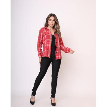 Imagem de Camisa Feminina Xadrez Festa Junina Manga Longa  Look Caipira Tradicio