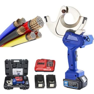 Imagem de Cortador de cabos elétrico com catraca,ferramenta de corte de cabos de 65 mm,18V,alimentada por bateria,com 2 baterias recarregáveis ​​para fios de aço trançados,núcleo de aço