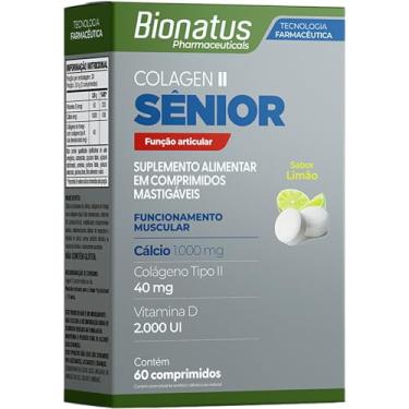 Imagem de Bionatus, Colágen II, Sênior, Comprimidos mastigáveis, Suplemento alimentar, Cálcio 1.000mg + Colágeno Tipo II 40mg + Vitamina D 2.000 UI, 60 comprimidos • 30 doses, Cinza