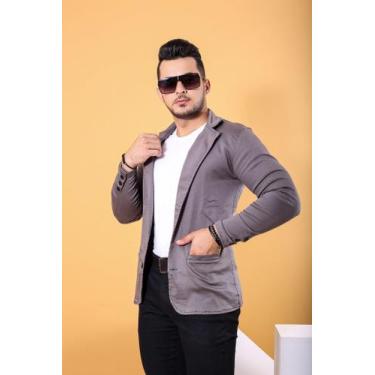 Imagem de Blazer masculino slim - Dragonfly Debatt Jeans, Cinza, M - 56kg a 65kg