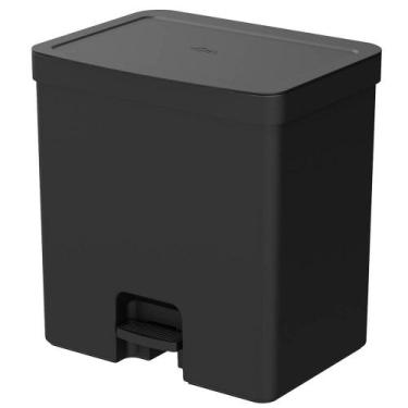 Imagem de Lixeira para Banheiro e Cozinha com Pedal Trium Preta 20L - Ou, Preto