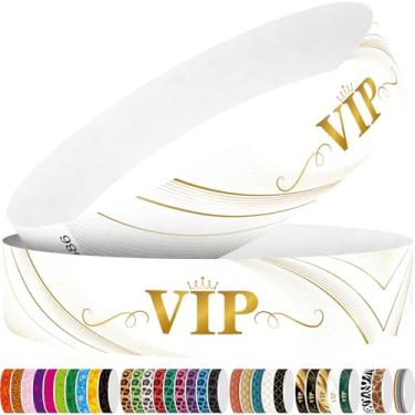 Imagem de WM infinite Pulseiras Tyvek para eventos, pulseiras de papel VIP Color Creative Design 3/4" pacote com 250 para festas, agrupados, formação de equipe e identificação (branco VIP)