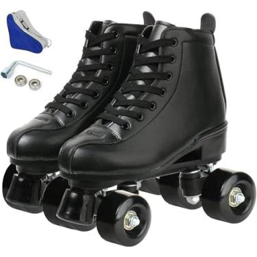 Imagem de Patins Para Mulheres E Homens, Patins De Arte Clássica, Couro Sintético, 4 Rodas Piscando, Para Homens E Mulheres, Unissex