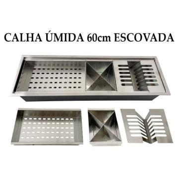 Imagem de Calha Úmida Gourmet Canal Organizador Escorredor Inox 60Cm