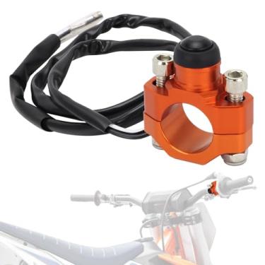 Imagem de IUVWISN Interruptor de parada de motor de motocicleta, botão de partida universal CNC laranja - com placa traseira de montagem|para Dirt Pit Mini Bike ATV MX Motocross Scooter Quad|Operação estável |