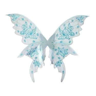 Imagem de Dynwave Asa de fada para adultos, se com glitter para festas temáticas de festivais, Azul