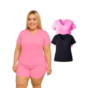 Imagem de Kit 2 Camiseta Manga Curta Dryfit Fitness Academia Plus Size - Rcv Sto