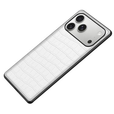 Imagem de LTLMYDAM Capa traseira para iPhone 17 Pro Max/17 Pro/Air/17, capa fina de couro com textura de crocodilo clássica leve e resistente a impactos, branca, 17 Pro