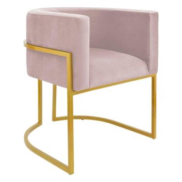 Imagem de Poltrona Decorativa Kelly Dourada Veludo Rose 70cm
