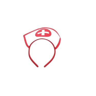 Imagem de Kit 3Un Tiara Enfermeira Arco Vermelho Com Cruz Fantasia