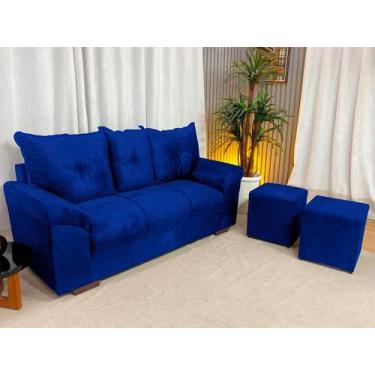 Imagem de Sofá 3 Lugares Chile com Puff Alpoim Azul 910