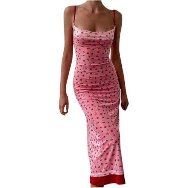 Imagem de Moda Feminina Vestidos Sem Mangas Impresso Vintage Casual Long Sling D