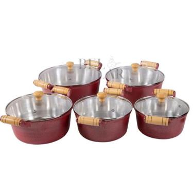 Imagem de Jogo de panelas batida aluminio fundido grossa 5pçs vermelho - DIVIFOR