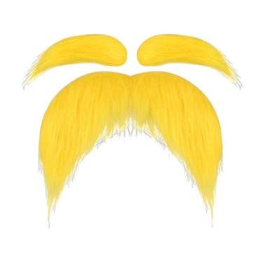 Imagem de Fiocias Barba postiça Sobrancelhas Barba postiça Bigodes para bar Fantasia, Amarelo