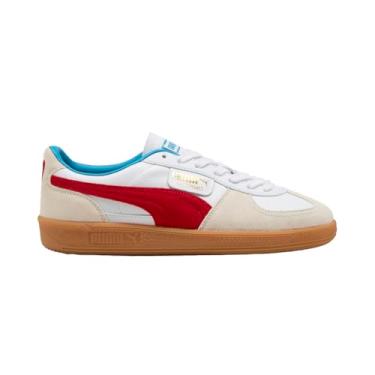Imagem de PUMA Tênis masculino Palermo de couro com cadarço casual - branco, Branco, 40