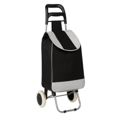 Imagem de Carrinho De Compras Feira Supermercado Dobrável Sacola Bolsa Térmica Suporta até 30kg(Preto)
