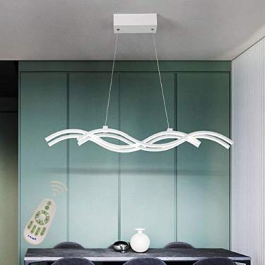 Imagem de Luminária pendente LED regulável para teto, mesa de jantar, luminária suspensa com controle remoto, lustre de acrílico com design moderno para sala de estar, quarto, escritório, ilha de cozi