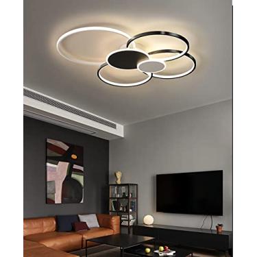 Imagem de Luminária de teto LED em formato de círculo com design de cluster e controle remoto estilo nórdico moderno e simples para sala de estar, casa, quarto, luxo, escritório, restaurante, luzes pr