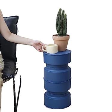 Imagem de Mesa auxiliar pequena para plantas de interior, mesa de metal para vasos, mesa de centro, suporte para plantas, decoração moderna de casa, mesa lateral redonda pequena, mesa para refrigerar