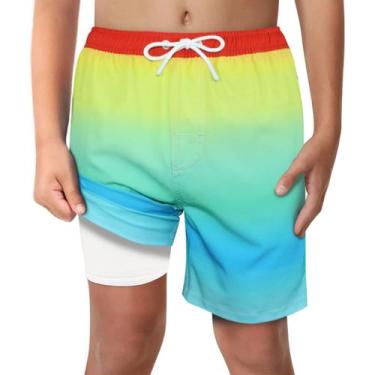 Imagem de Calções de banho LUCOWEE Boys Rainbow Coloridos Tamanho 14-16 UPF 50+