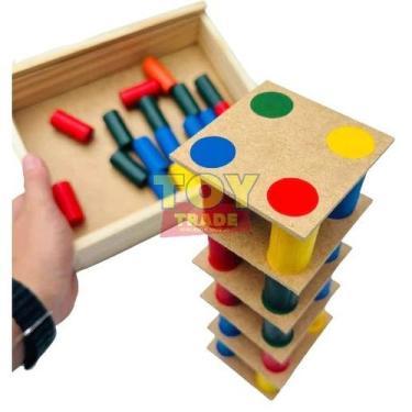 Imagem de Torre Inteligente 63 Peças Brinquedo Educativo de Madeira lógica Cores