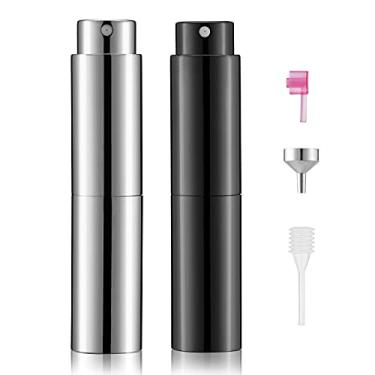 Imagem de Lisapack 8ML Atomizer Perfume Spray Bottle for Travel (2 Pack), Empty Cologne Dispenser, Portable Sprayer (Glossy Black&Silver)
