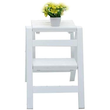 Imagem de Banqueta de escalada interna, cadeira de escada dobrável, cadeira de escada de madeira maciça, suporte de flores multifuncional/3 degraus (2 degraus)