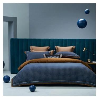 Imagem de Conjunto de capa de edredom de luxo 800TC algodão preto 4 peças capa de colcha macia 2 fronhas (5 Queen)