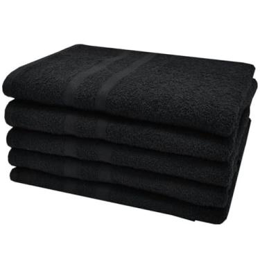 Imagem de Flabom Têxtil, Toalha de Salão Preta 45x80-6 unidades 100g - 278g/m2 Macio para Manicure Cabelo Flabom