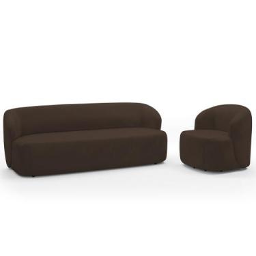 Imagem de Sofá 3 Lugares 205cm Com Poltrona Giratória Orgânica Heidy F04 Veludo 