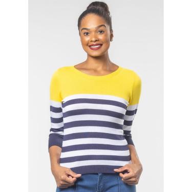 Imagem de Blusa 3/4 Pau a Pique Modal Listrada Amarelo
