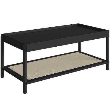 Imagem de Mesa de Centro Para Sala de Estar Pés Madeira Moss A03 Nero Preto - Lyam Decor