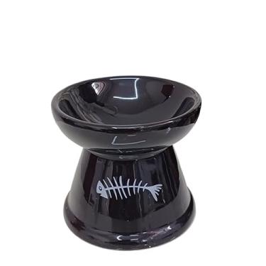 Imagem de Tigela De Cerâmica De Luxo Para Animais De Estimação - Comedouro E Bebedouro 2 Em 1, Ideal Para Gatos E Cães, Design Elegante, Segura E Saudável Para O Seu Pet(PRETO M COMEDOURO BEBEDOURO)